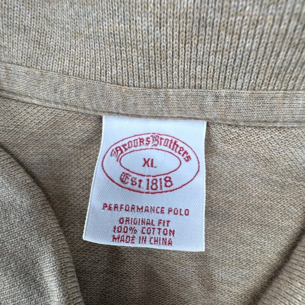Brooks Brothers Polo Shirt Mens XL Tan Excellent Performance Cotton Original Fit